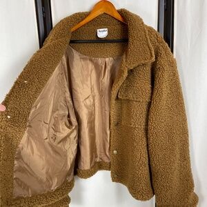 Arula Teddy Bear Sherpa Butterscotch Jacket Size 0 OVERSIZED!